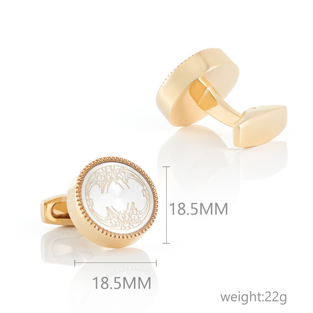 Round Style Accessories Enamel Copper Cufflinks For Men