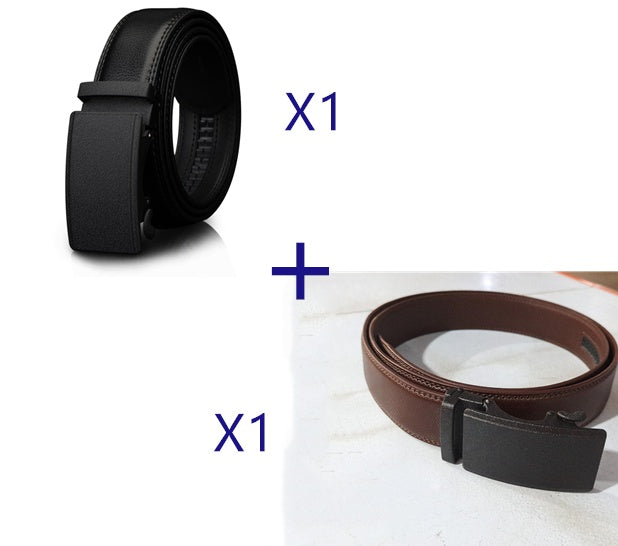Automatic Business Buckle Two-layer Cowhide Belt Men