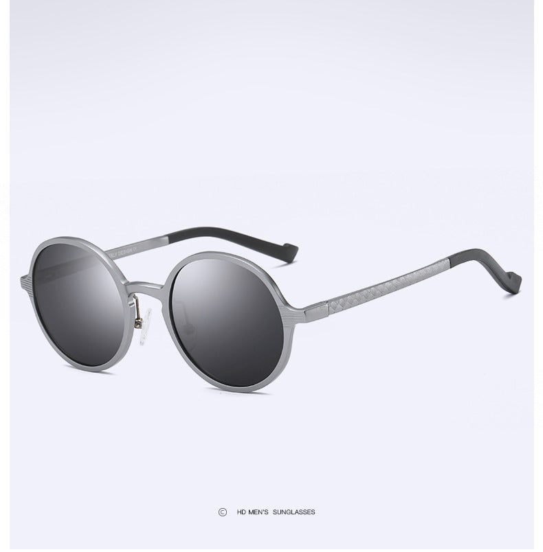 Vintage Style Aluminum Magnesium Sunglasses Full Round Frame For Men
