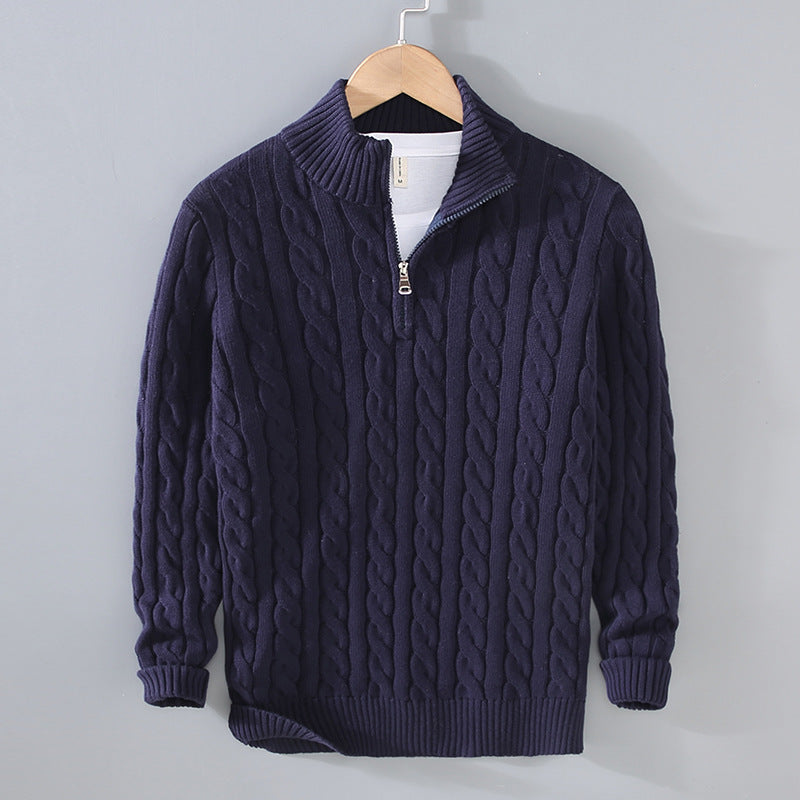 Men's Loose Zip Pullover Knitting Sweater Coat