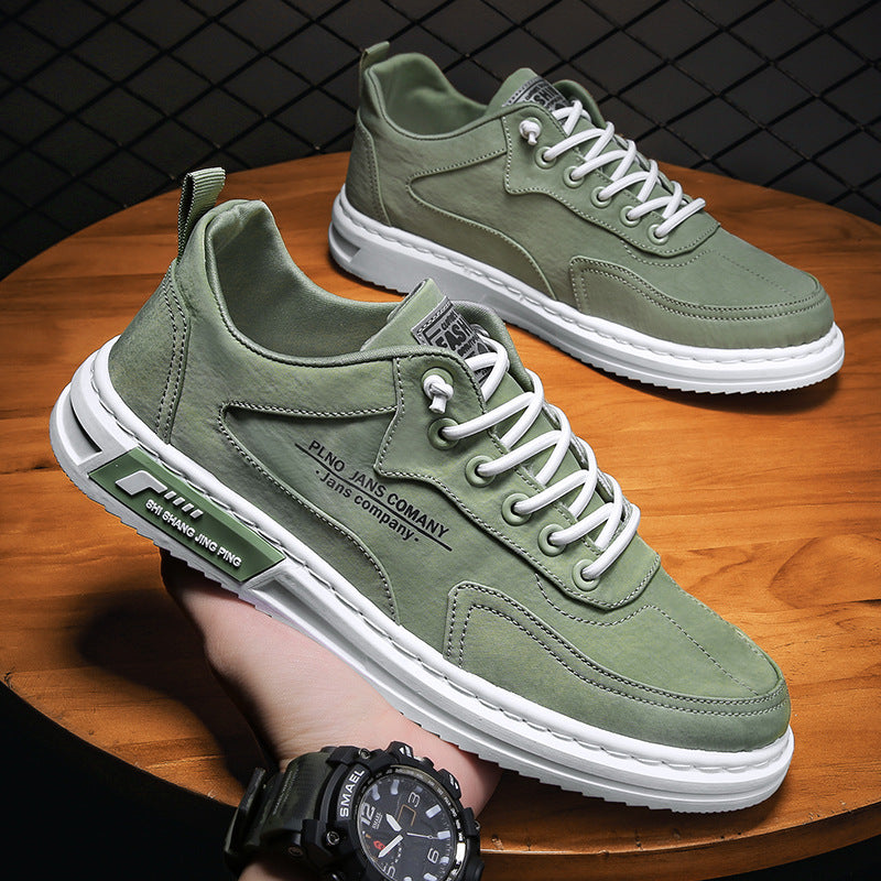 Men’s Lace-Up Canvas Sneakers – Letter Print Platform Shoes