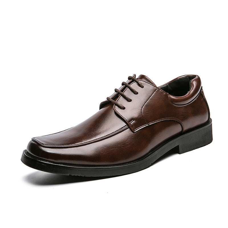 Men's Low-Top Square Toe Business Casual Leather Shoes
