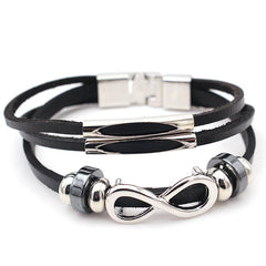 Retro Cowhide Casual Wear Leather Bracelet Figure 8 For Men