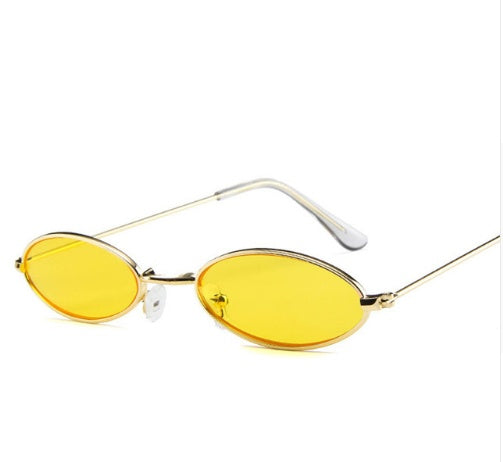 Anti Reflective Metal Elliptical Small Frame Ocean Sunglasses For Men
