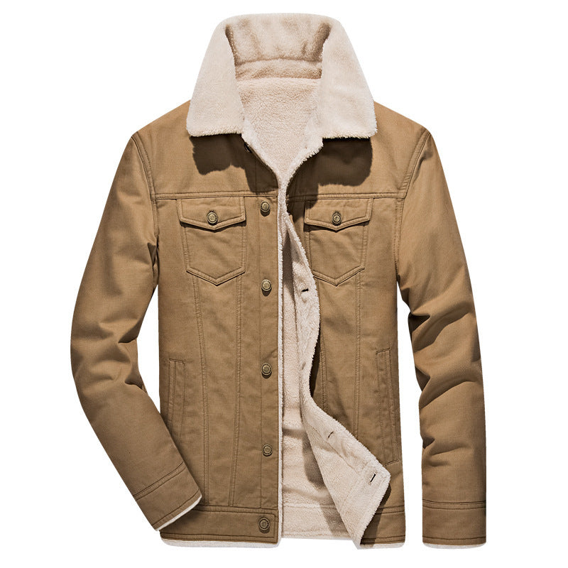 Winter Plus Velvet Thick Denim Jacket For Men