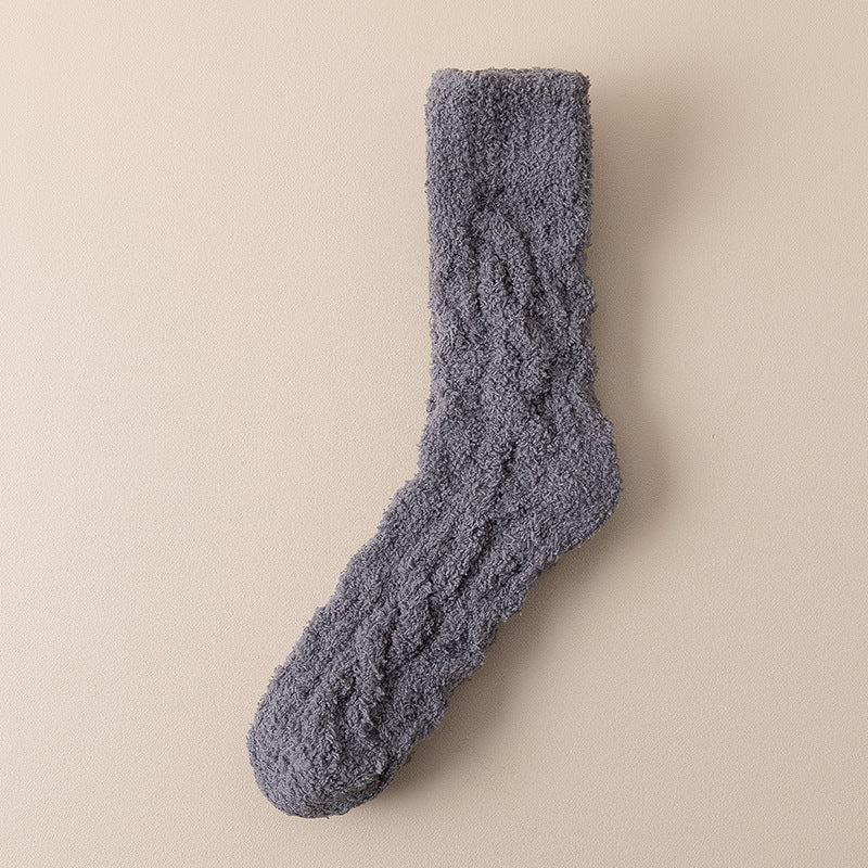 Men's Winter Warm Fuzzy Coral Fleece Socks Wome Velvet Thickened Home Sleeping Floor Socks