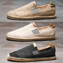 Handmade Straw & Canvas Shoes – Casual Breathable Men’s Footwear
