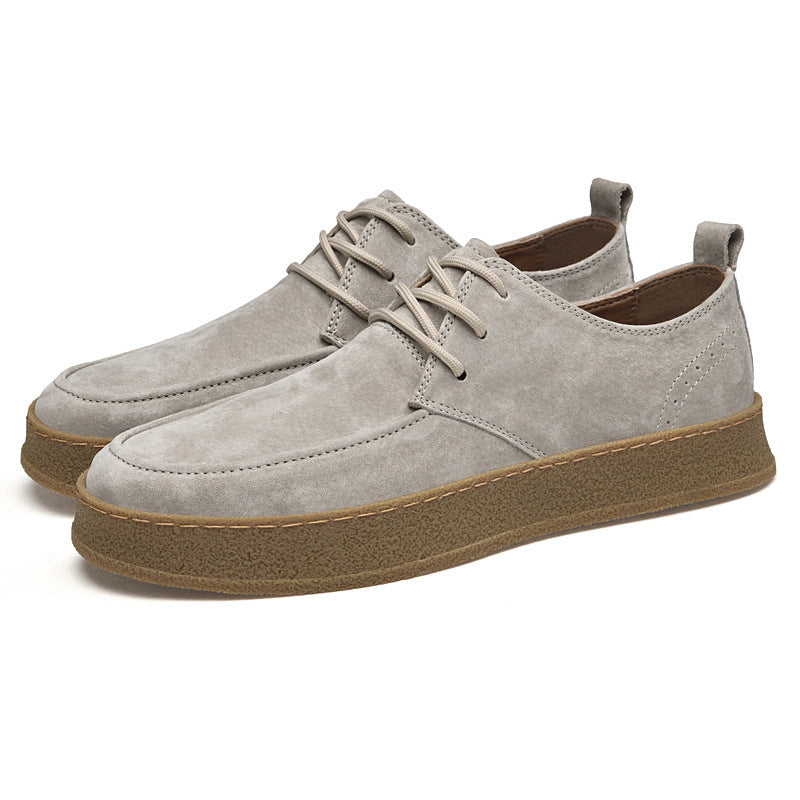 Men’s Casual Smart Flat Shoes – Spring Matte Leather Lace-Up Sneakers