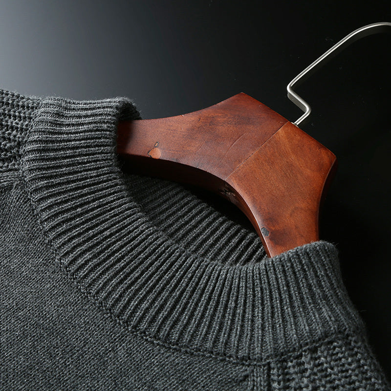 Fashion Sweater Men Thick Round Neck Slim Casual