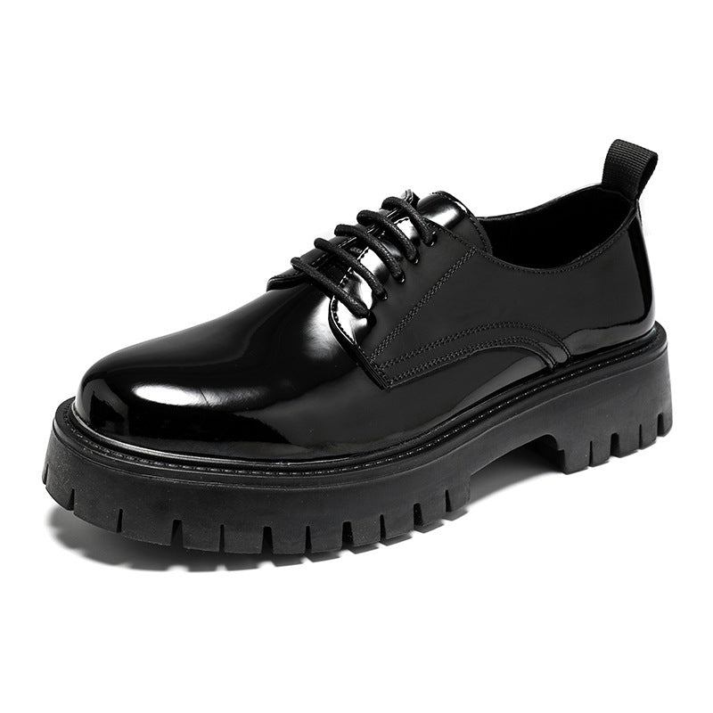 Men's Fashion Shiny Leather Shoes – British Style Big Head Design