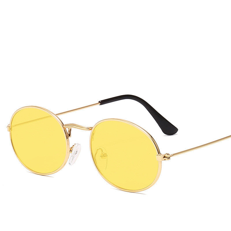 New Trend Retro Round Frame Men's Fashion Sunglasses Metal Water Drop Oval Sunglasses