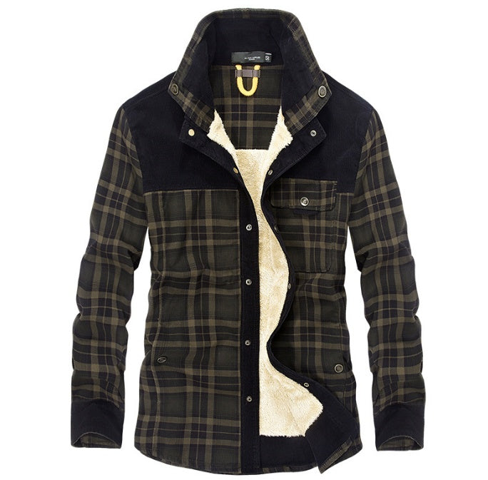 Men's Winter Thicken Warm Fleece Pure Cotton Plaid Jacket