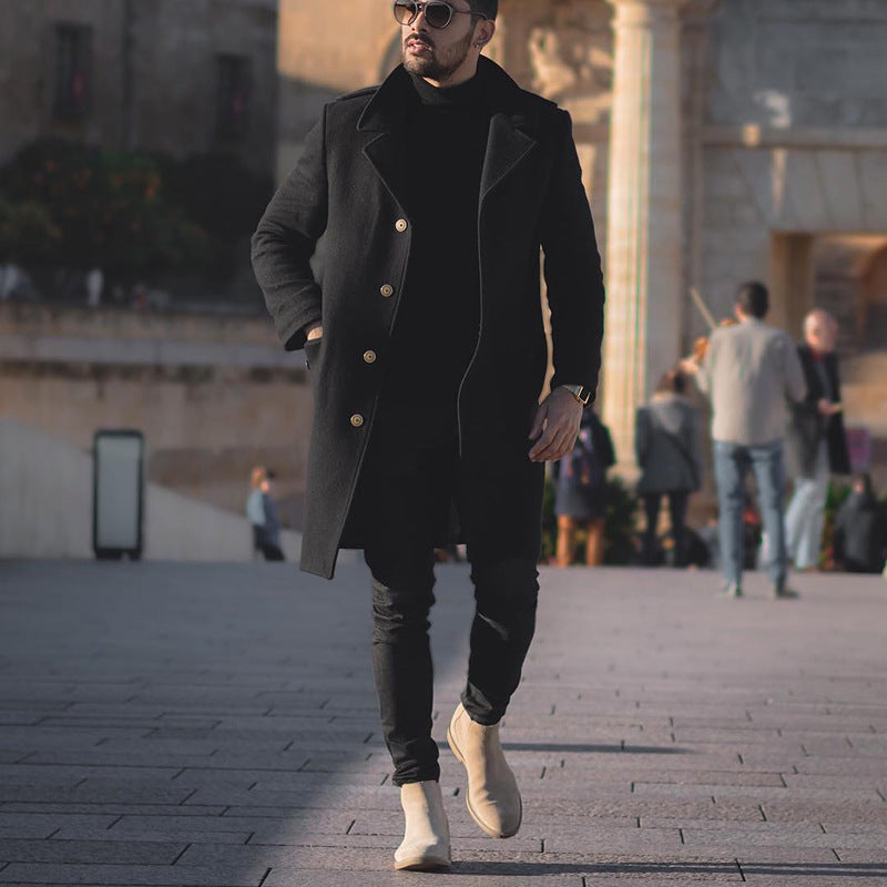 Men's Mid-length Casual Coat Korean Style Loose Windbreaker
