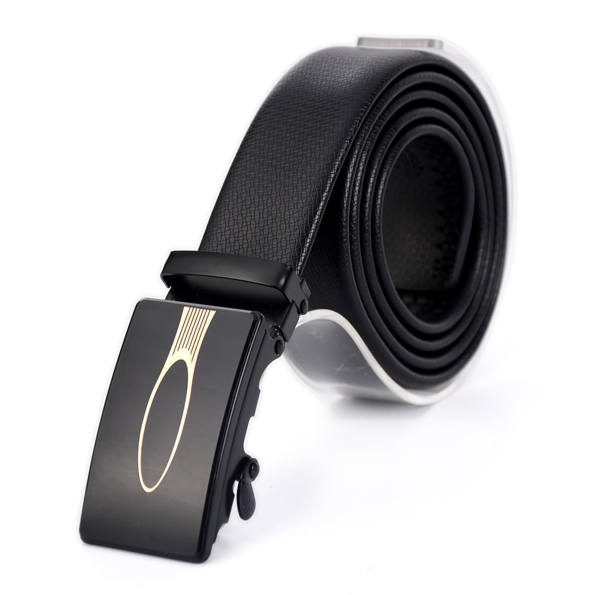 Men's Automatic Buckle Belt Mirror Acrylic Iron Button Business Casual Belt