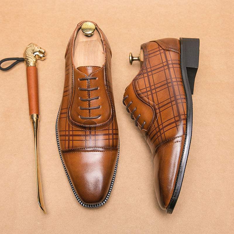 Men’s Square Toe Leather Shoes – Breathable British Business Style