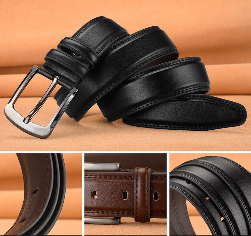 Men's Pin Buckle Cowhide Belt Business Fashion And Leisure