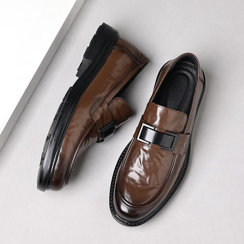 Men's British Slip-On Pointed Leather Shoes