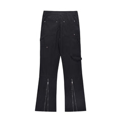 High Street Retro Functional Rivet Slightly Flared Casual Pants For Men