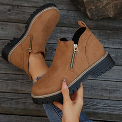 Plus Size Chelsea Booties Women's Spring And Autumn Suede Side Zipper