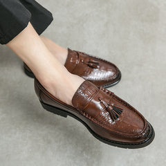 Men's Pointed Toe Tassel Leather Shoes – Business Casual Fashion
