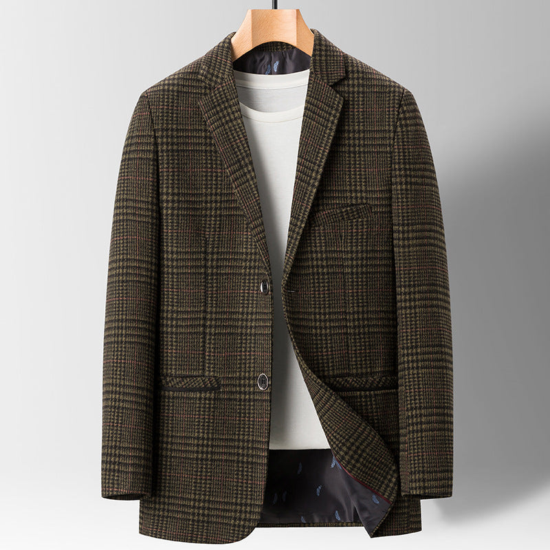 Spring Summer Slim-fit Casual Plaid Men's Suit