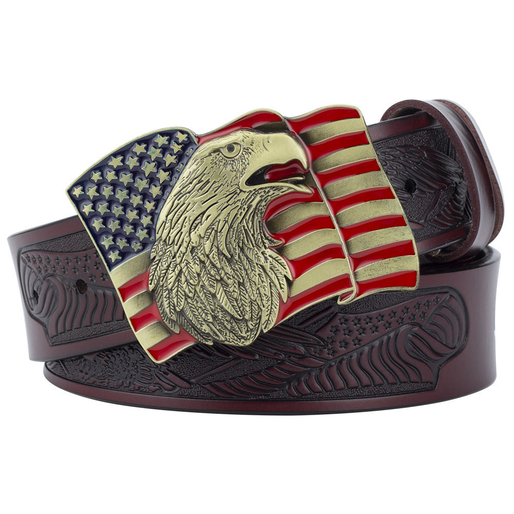 Eagle Buckle Cowhide Men's Casual Belt Leisure Fashion Clothing Accessories