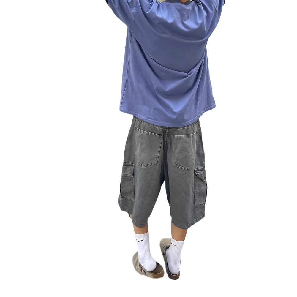 American Retro Washed Denim Shorts Men