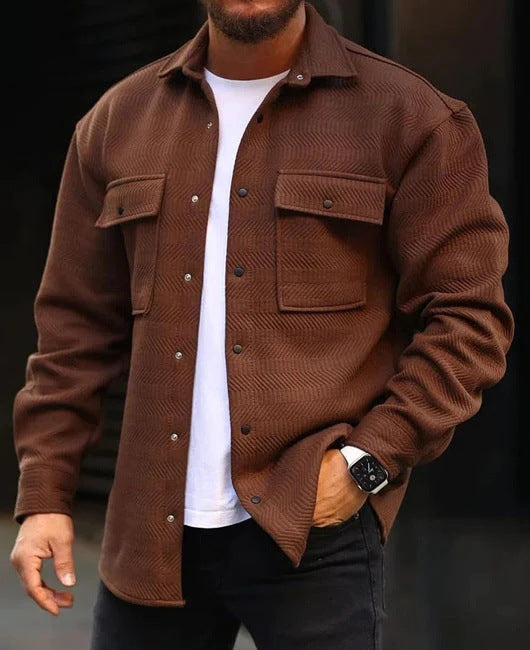 Men's Coat Polo Collar Top Casual Fashion