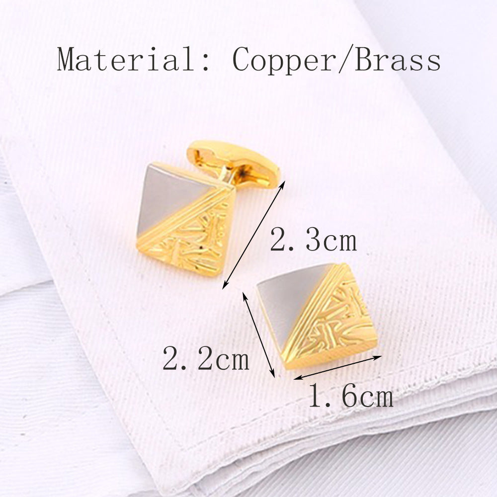 Square Pattern Two-tone High Quality French Cufflinks For Business Suit
