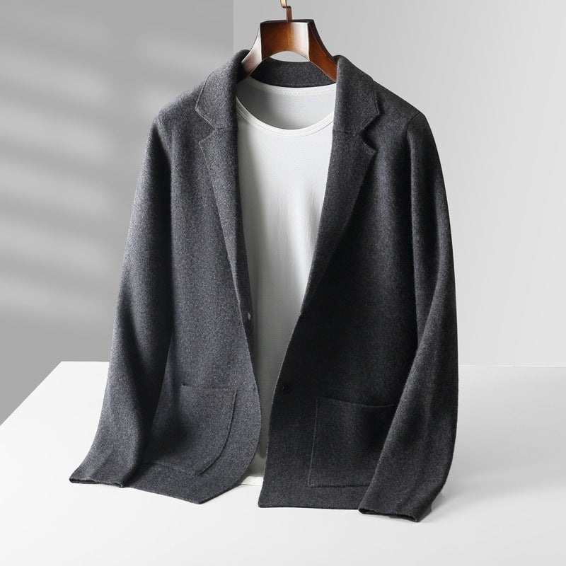 Fall Winter Men Cardigan Cashmere Sweater Business Casual Plush Knitted