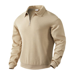 Lapel Jacquard Half-zipper Sweatshirt Fashion Solid Color Long-sleeved Tops For Men