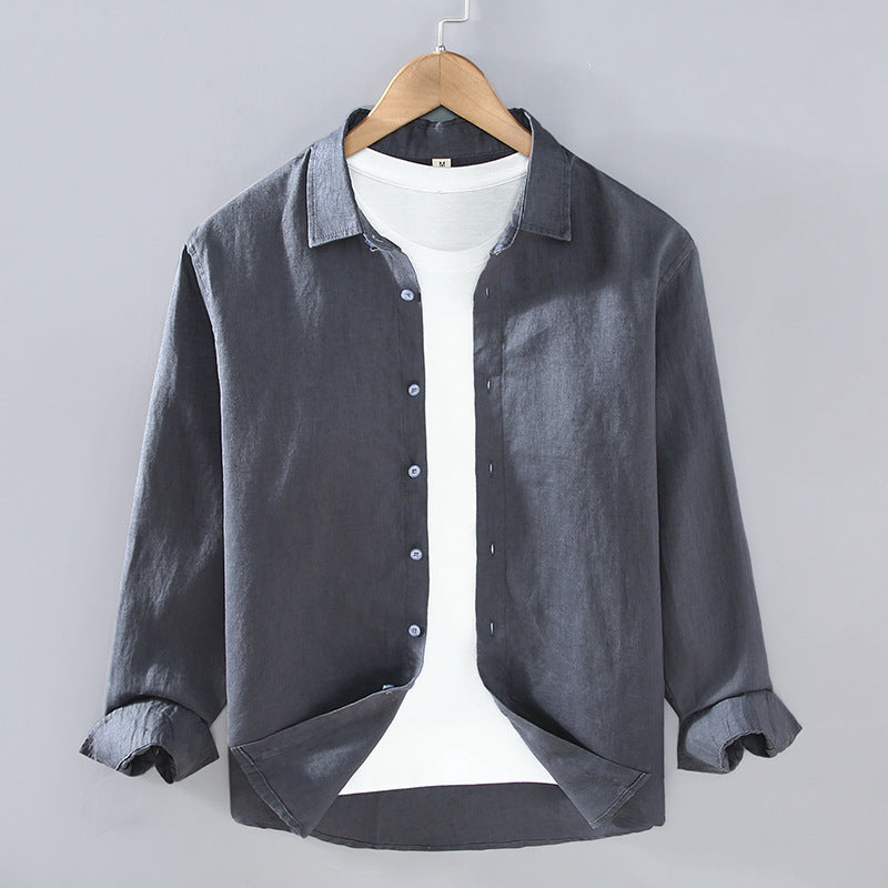 Pure Linen Men's Shirt All-matching Clothes Tide
