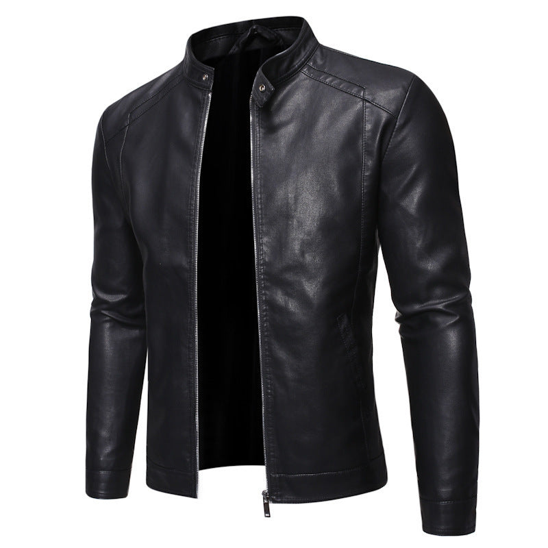 Men's Slim Casual Leather Jacket Motorcycle