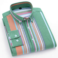 Striped Cotton Oxford Anti-wrinkle Business Casual Shirt For Men