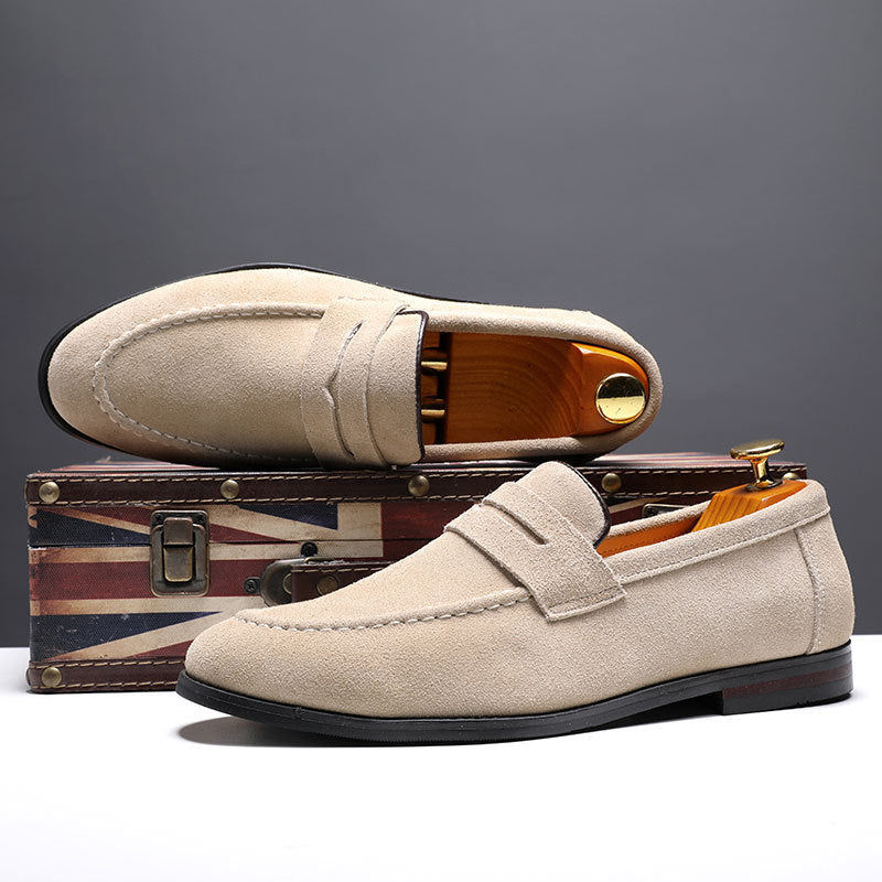 Men’s Nubuck Leather Lazy Shoes – Casual Slip-On Loafers