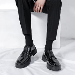 Men's Fashion Shiny Leather Shoes – British Style Big Head Design