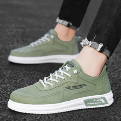 Men’s Lace-Up Canvas Sneakers – Letter Print Platform Shoes