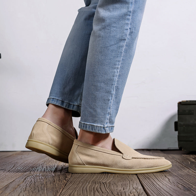 Men’s Autumn Suede Loafers – Shallow Mouth Casual Slip-On Shoes