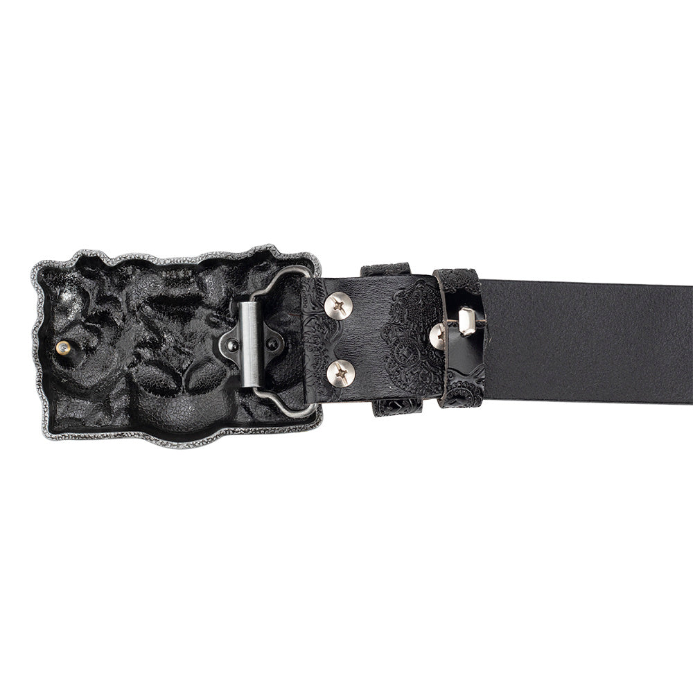 Skull Head Embossed With Two-Story Bull's Head Belt