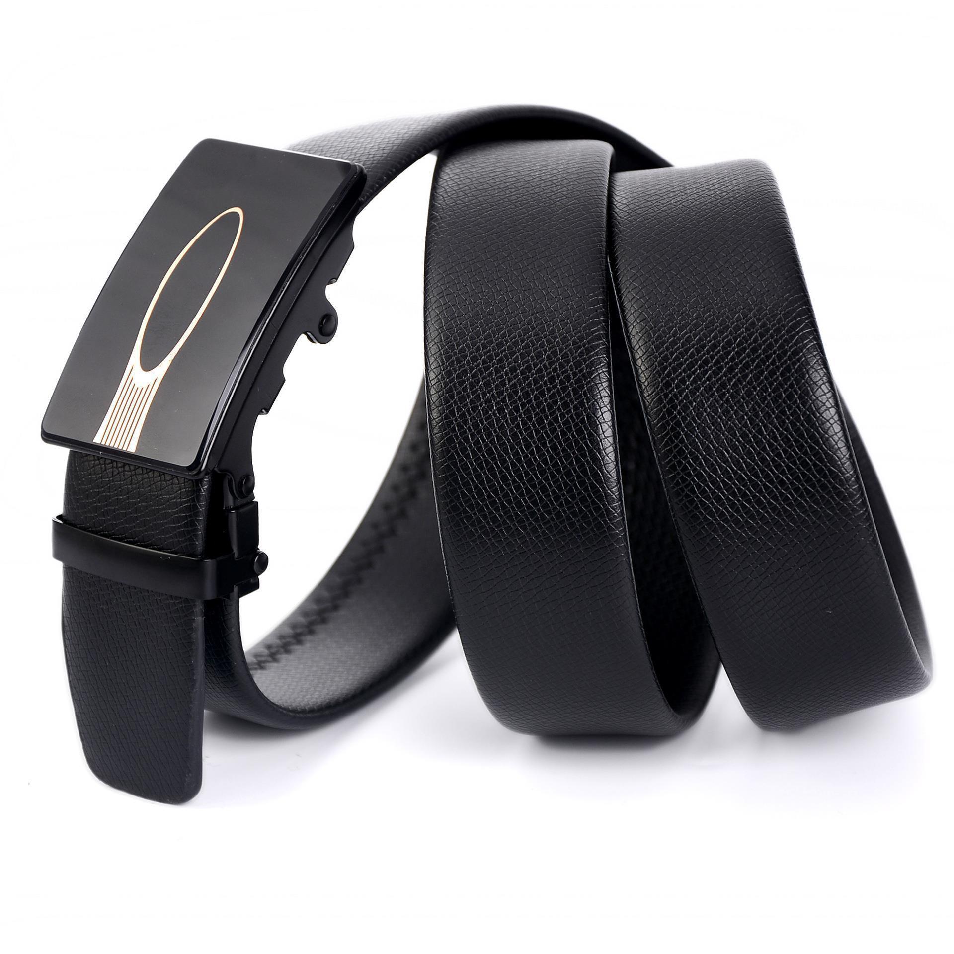 Men's Automatic Buckle Belt Mirror Acrylic Iron Button Business Casual Belt