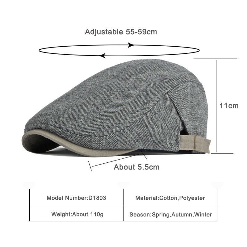 Casual Style Retro Literary Cotton Beret Hat For Men