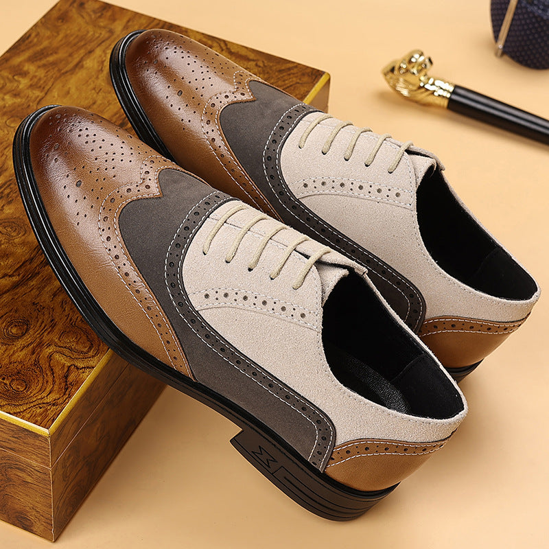 Men's Plus Size Brogue Oxford Pointed Toe Leather Shoes