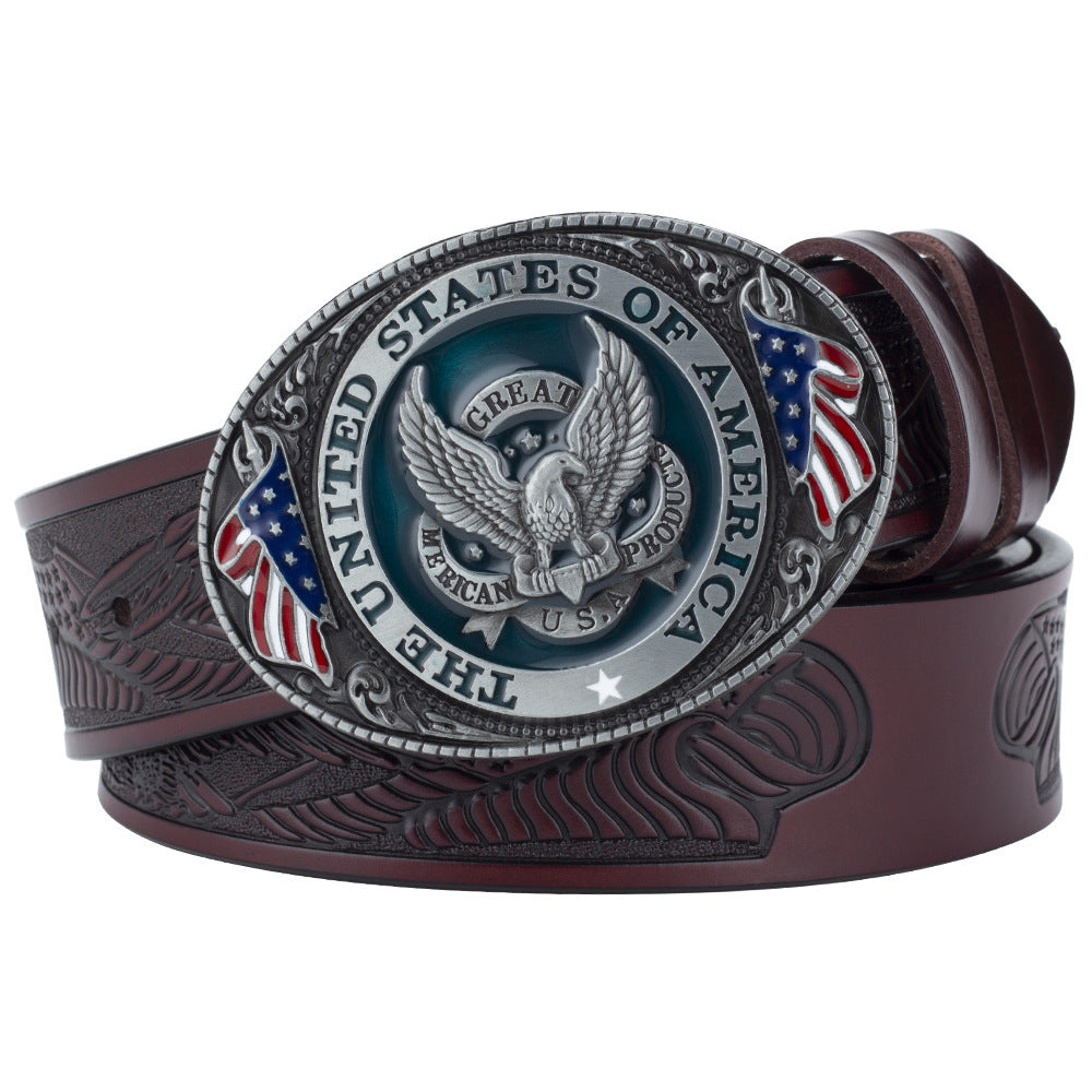 Eagle Buckle Cowhide Men's Casual Belt Leisure Fashion Clothing Accessories