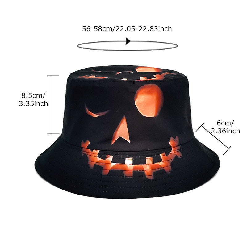 Halloween Creative Cartoon Pumpkin Grimace Printed Sun-Shade Fisherman Hat