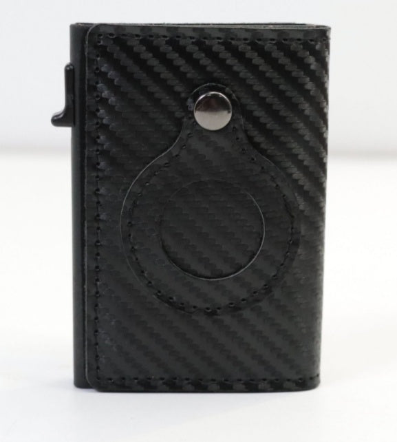 Airtag Anti-Theft Bullet Card Bag Multi-Functional RFID Card Holder Men's Leather Slim Wallets