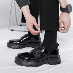 Men's Fashion Shiny Leather Shoes – British Style Big Head Design