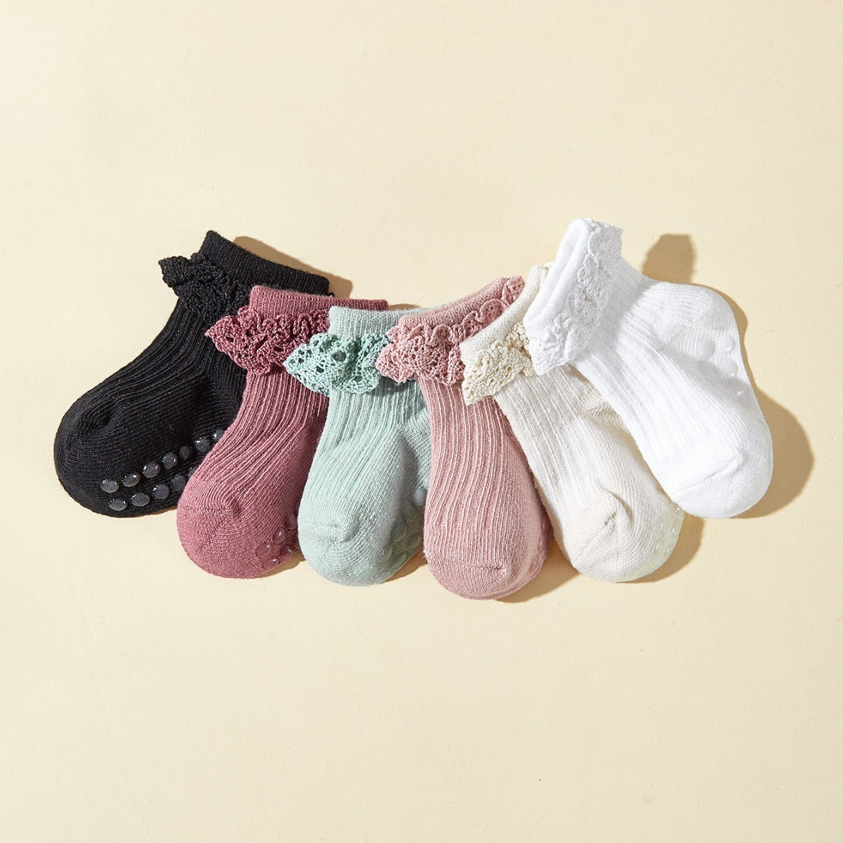 Spring And Summer 6 Pairs Baby  Girl Lace Socks Tube Socks
