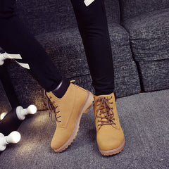 Pink With Velvet Lining Warm Flat Bottom High-top Men's Shoes Couple Martin Boots