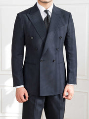 Six Button A Stripe Slim Fit Men's Casual Retro Suit