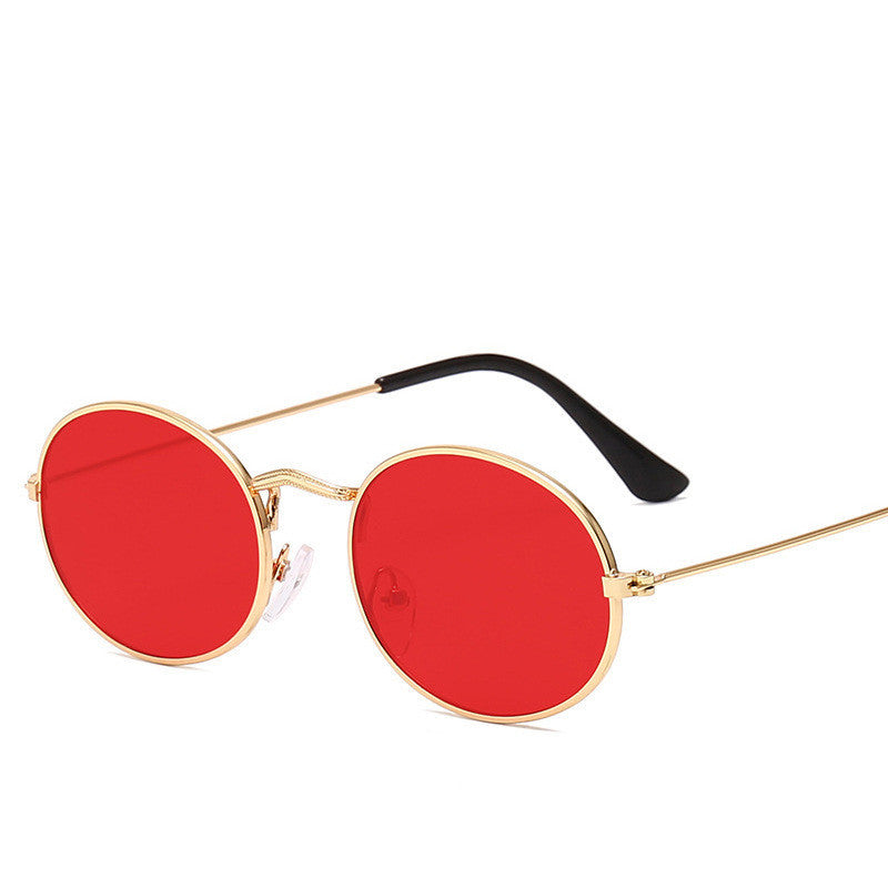 New Trend Retro Round Frame Men's Fashion Sunglasses Metal Water Drop Oval Sunglasses